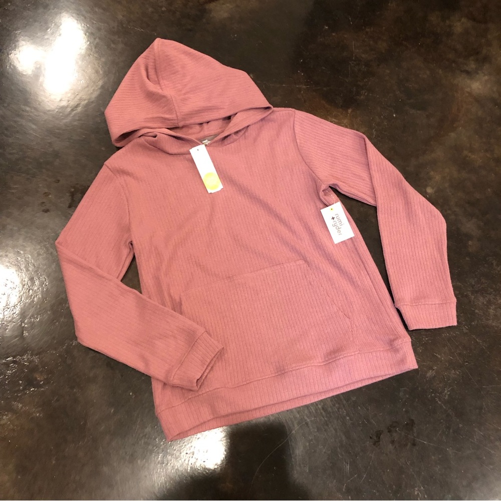 NWT Rumi+Ryder The Ribbed Hoodie. Dusty Rose. Size XL